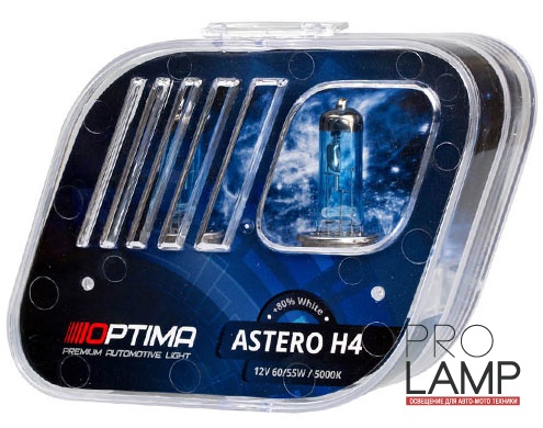 Галогеновые лампы Optima Astero H4 +80%