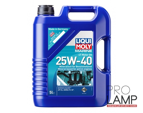 LIQUI MOLY Marine 4T Motor Oil 25W-40 - Минеральное моторное масло для лодок, 5л